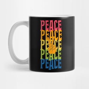 PEACE Sign Hand Activist Rainbow Colors Mug